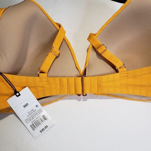 NEW Shade & Shore Mustard Yellow Twisted V Bikini Top womens 36B Swim - Picture 8 of 8